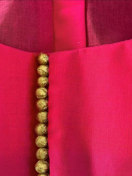 Another look at the details. These potli buttons are just one example of the custom finishes I can provide for your garment production line.