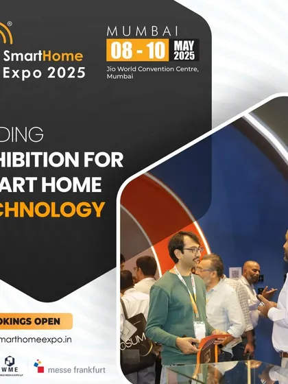 A promotional graphic positioning the event as the leading exhibition for smart home technology, with bookings now open.