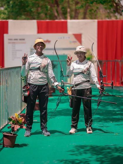Witnessing the National Women's Archery Tournament at the sacred Ambaji temple in Gujarat. A powerful display of focus, fire, and feminine energy.