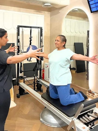 We believe that strength and wellness have no age limit. We are proud to guide clients of all ages, like this inspiring woman who is 60 years young, on their path to improved balance, mobility, and vitality through Pilates.
