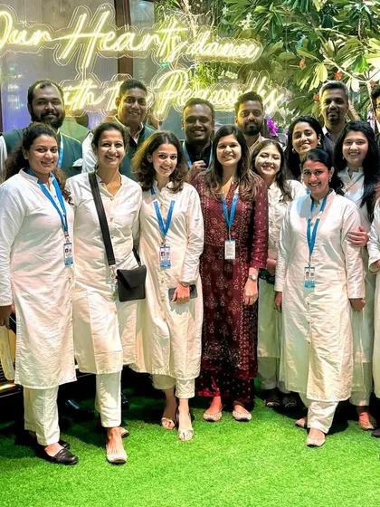 Our amazing team on-site at the Ambani-Merchant pre-wedding celebrations. It takes a dedicated, coordinated, and tireless crew to manage guest experiences for an event of this scale.