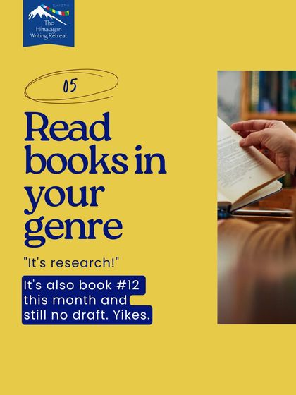 Procrastination method number five: Read books in your genre. You call it "research," but it's the twelfth book you've read this month, and your draft is still waiting.
