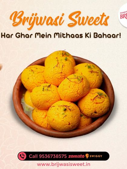 Brijwasi Sweets: Har Ghar Mein Mithaas Ki Bahaar. My goal is to bring the joy of authentic Indian sweets, like these saffron-infused Ladoos, to every home.