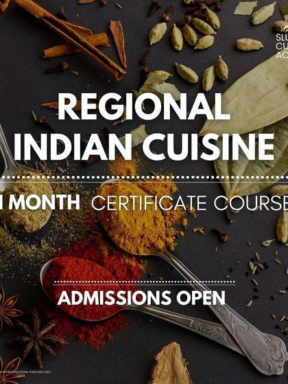 Admissions are open for our journey through India's rich culinary tapestry. This poster highlights the core of our Indian cuisine course, focusing on spices.