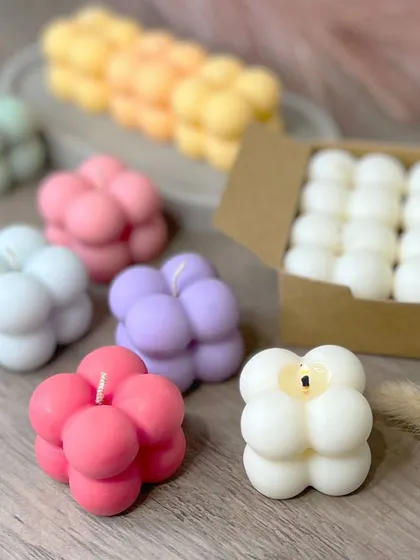 My bubble candles are a super popular and budget-friendly choice for return gifts. They are cute, modern, and come in so many different colors and fragrances. We can also customize the packaging to match your theme.