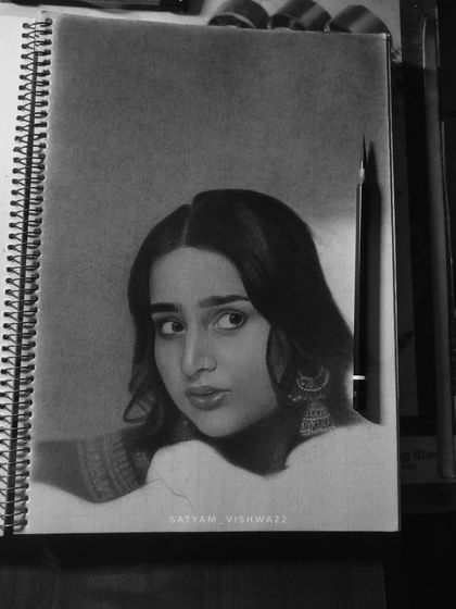 Teri ankhon ka jadoo. Another sketch of Ayesha Khan, this time focusing on her expressive eyes and the intricate details of her jhumkas.