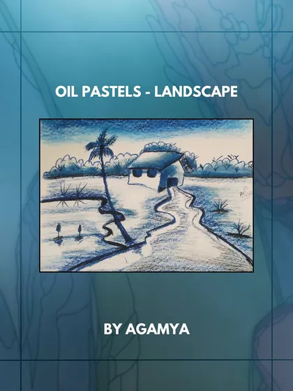 Another beautiful blue landscape, this time by Agamya using oil pastels to create rich texture.