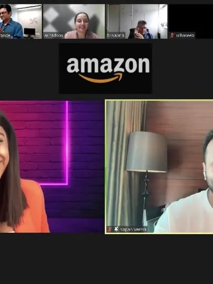 A snapshot from a virtual corporate event I hosted for Amazon, featuring a fun session with comedian Sapan Verma. I focus on creating a lively and interactive atmosphere, ensuring that even on a video call, every team member feels engaged and entertained.
