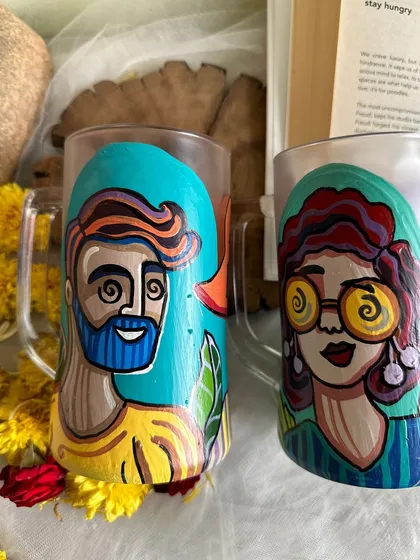 New designs for our beer mugs. This set features quirky, abstract portraits in my signature colorful style.