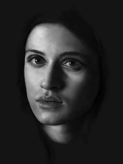 A work-in-progress shot of the Yennefer portrait. At this stage, I have established the main facial features and lighting but have not yet added the hair or clothing details.