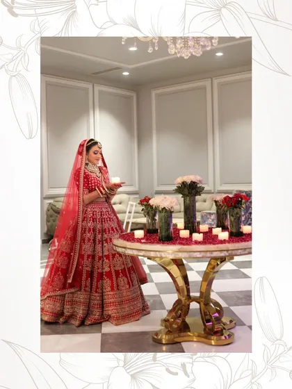 Another elegant shot of the bride with candles, creating a warm and romantic ambiance.