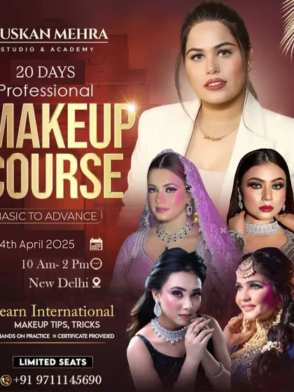 Announcing my 20-day professional makeup course, from basic to advance. This comprehensive course covers everything from theory to hands-on practice, including airbrush makeup.