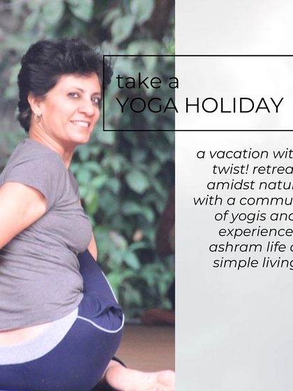 A participant practices Ardha Matsyendrasana. This twisting pose is excellent for spinal flexibility and detoxifying the internal organs.