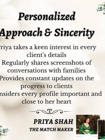 My process is built on conviction and intuition. I treat clients like family, taking a keen interest in every detail and providing constant updates. By getting to know families personally, I can highlight hidden qualities and assess compatibility beyond what is on paper, leading to successful, lasting matches.
