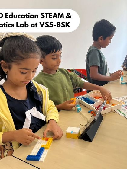 Young learners at our VSS-BSK lab use tablets to follow instructions and code their LEGO creations. We use age-appropriate technology to make learning intuitive and engaging.