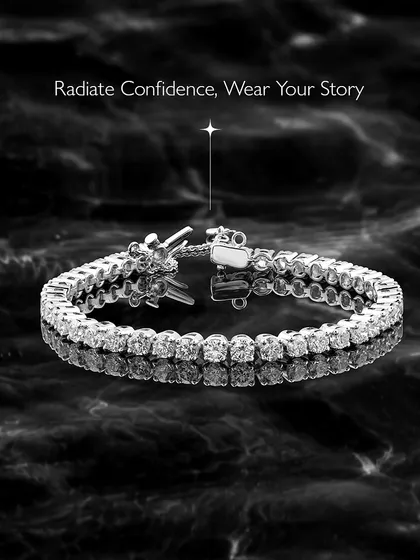 Radiate confidence, wear your story. This classic diamond tennis bracelet is crafted with love, symbolizing moments that matter and cherished memories that shine forever. A timeless piece for any collection.