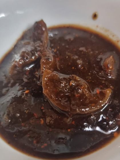 Another look at the rich, dark Amla Gud ki Chutney. It has a thick, syrupy consistency and is packed with the goodness of amla. It is a great digestive and immunity booster.