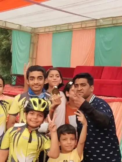 Nirvikar celebrating his skating victory with his family and team. We are proud to see our graduates excel in sports and other extracurricular activities.