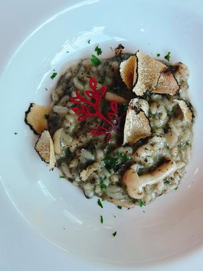 The truffle risotto at The Qube was so good, it deserved its own post. This is a great example of how I can create multiple pieces of content from a single dining experience.