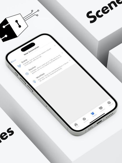 Create scenes, routines, and workflows. This image shows how you can set up a "Morning Scene" to automatically turn on lights and appliances as you wake up.