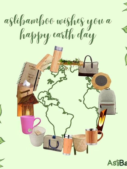 Our Earth Day graphic, featuring a collage of our sustainable products forming the shape of the globe. This image represents our mission to provide eco-friendly alternatives for a healthier planet.