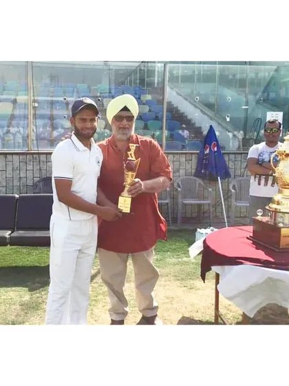 Celebrating a player's outstanding double century in the DDCA inter-college final. We take pride in our players' achievements at every level of the sport.