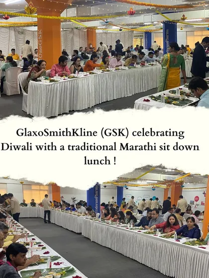 We were delighted to partner with GlaxoSmithKline (GSK) to bring their team a traditional Marathi sit-down lunch for their Diwali celebrations. Our 'Pangat' service is a wonderful way for corporate teams to connect and celebrate together, offering a unique cultural experience in the workplace.