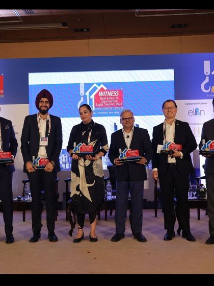 Our legal team, represented by Arshdeep Singh (second from left), receiving recognition at the Lex Witness Legal Summit. We actively contribute to shaping the legal frameworks that support growth and investment in India's renewable energy industry.