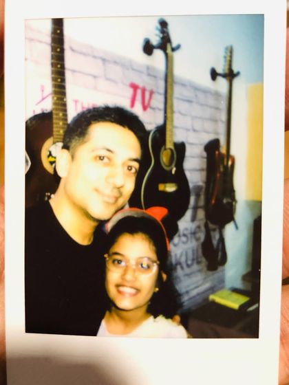 It's always special to connect with our smiling musical angels. Here is our founder with Sreesha, a student who is now moving to another country. We wish her the best and cherish the time she spent with us.