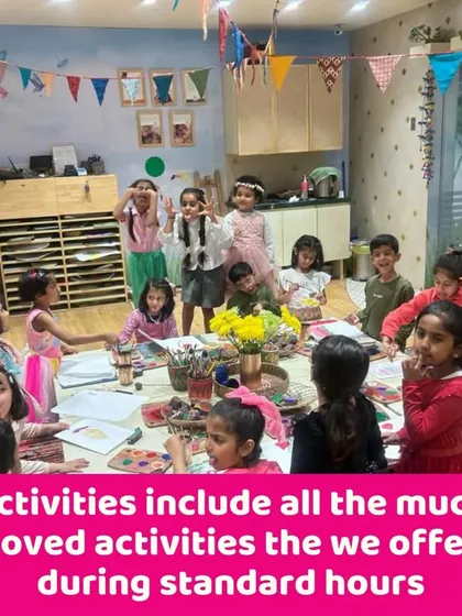 A birthday party group enjoying craft time together. Our parties include all the much-loved activities from our standard hours.