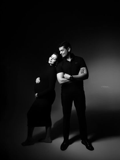 One moment, two hearts, and a lifetime of stories waiting to unfold. This dramatic black and white portrait captures the powerful connection between partners.