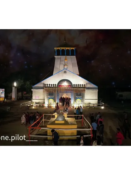 A Kedarnath-themed pandal from the Durga Puja festival, with a creative edit to show a starry night sky.