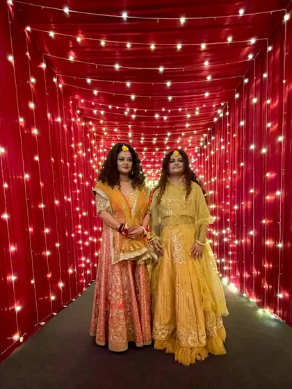 Another shot in the red corridor of lights. These moments before we go on stage are filled with excitement and anticipation.