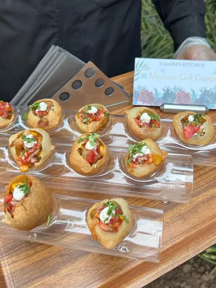 My innovative Mexican Gol Gappa, a fusion snack that adds a fun and surprising twist to any party.