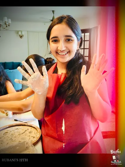 Messy hands, happy heart. This is the sign of a successful art party. It's not about being perfect; it's about having fun and getting your hands a little dirty.