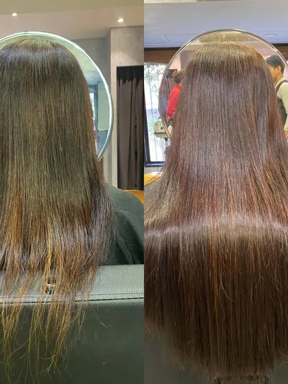 This client only needed 65 strands to achieve this beautiful result. Sometimes, a small change can make a huge impact on volume and shape.