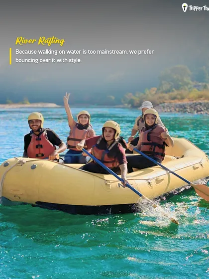 Because walking on water is too mainstream, we prefer bouncing over it in style. Here's our crew taking on the rapids in Bhutan. Our trips are packed with adventure, whether it's trekking to a monastery or river rafting with your new friends.