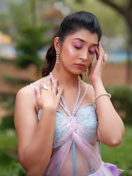 A dreamy, fantasy-inspired glam makeup demo for my students, featuring bold pink eyeshadow.