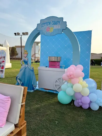 What's a party without cotton candy? We can arrange for fun food carts like this one, themed to match your party's decor.