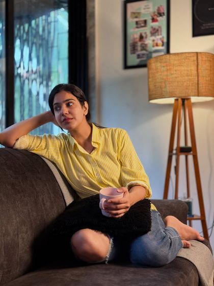 A pensive moment during a lifestyle shoot. This demonstrates my range in portraying different emotions, even in a casual setting, making me a versatile choice for various acting and modeling roles.