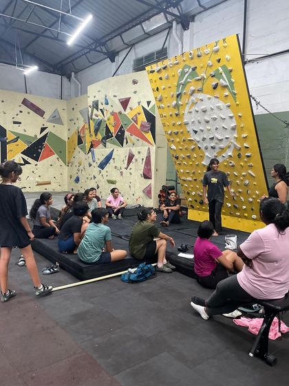 Our Bangalore crew getting briefed at the start of a session at Mud and Mettle. We always begin with the essentials: warming up, safety checks, and setting intentions for the day.