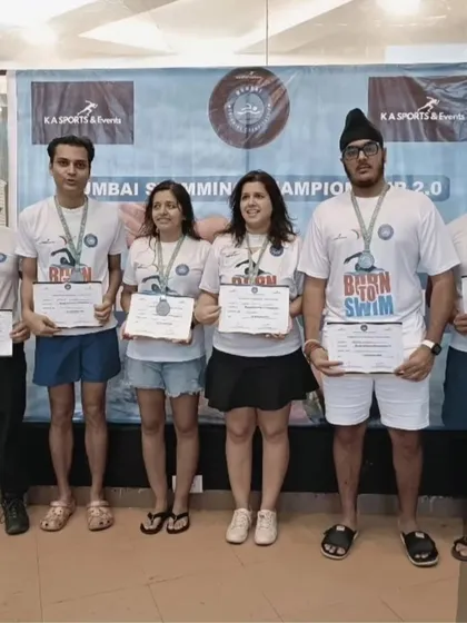 A group of our swimmers with their well earned certificates and medals. Each athlete here has shown tremendous growth and commitment throughout their training.