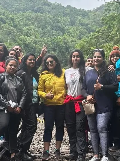 A group photo from our Sakleshpura trip. The smiles and thumbs-up say it all.