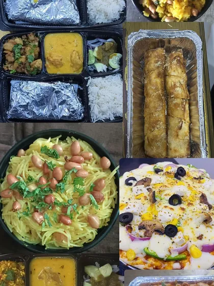 A collage showing the variety I offer for parties, including homemade pizza, spring rolls, and other snacks.