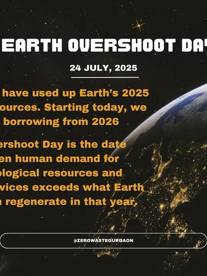 A stark reminder on Earth Overshoot Day. We have already used up Earth's resources for the entire year. From this day forward, we are borrowing from the future. It's a call to consume less and live more consciously.