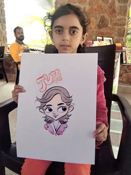 A sweet portrait for a young girl named Juiee. The soft colors and gentle lines are perfect for capturing her personality.