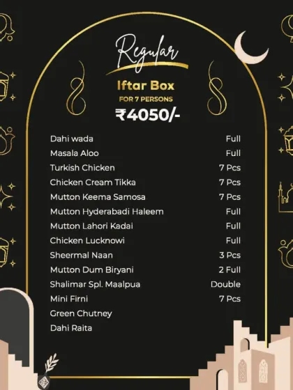 Planning for a larger family? This is the menu for our Regular Iftar Box designed to generously serve 7 persons, ensuring everyone gets a taste of the feast.