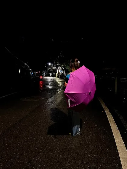 A walk in the rain with my pink umbrella. Sometimes the simplest moments make the best memories and the most atmospheric photos.