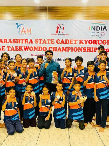 The Powerstar team showing their fighting spirit after the Maharashtra State Championship. Every athlete here is a champion.