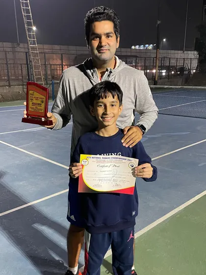 Our player Shaurya Juneja has been in fine form, seen here after finishing as the runner-up in doubles at an AITA National Ranking Tennis Tournament for the Under-12 category. Reaching three finals in two weeks is a fantastic achievement.